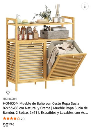Mueble de Baño de Bambú con Cestas montado