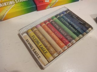 CAJA 12 OLEOS PASTEL VINTAGE FLYING EAGLE