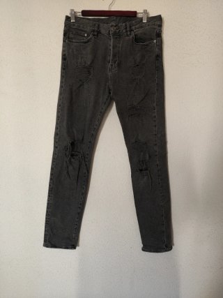 Vaqueros Hombre Gris Desgastados