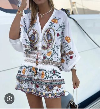 Conjunto Bordado Blanco Talla S/m