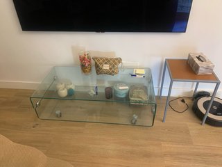 Mueble de TV de Cristal con Ruedas