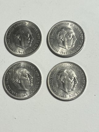 Lote de 4 monedas de 5 pesetas de Franco