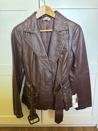 Cazadora de piel marrón BLANCO Talla 40