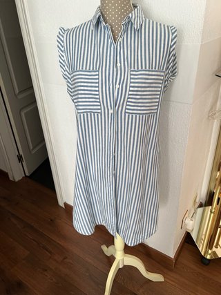 Vestido Camisero Rayas Azul y Blanco