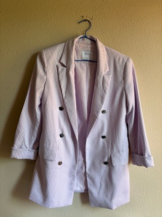 Americana Bershka cuadros vichy lila y blanca
