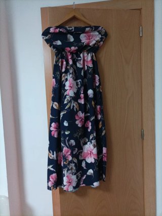 Vestido Largo Palabra de Honor Estampado
