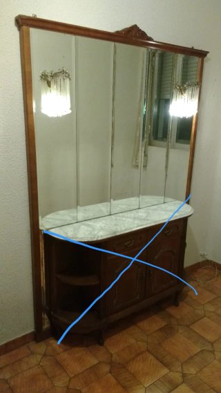 Espejo de pared grande con apliques