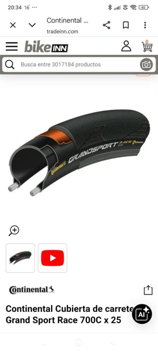 Cubierta Continental Grand Sport Race 700C x 25