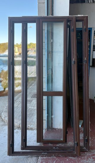 2 Puertas de Aluminio Lacado Madera con Climalit