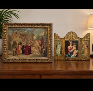 2 Cuadros Religiosos con Marcos Dorados ornamentad