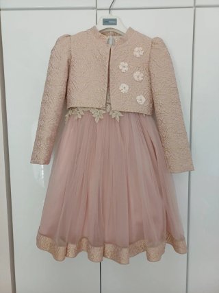 Vestido de Gasa y Chaqueta Rosa Talla 10/11 años