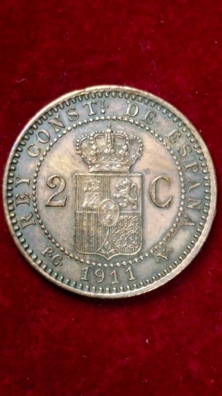 Moneda de 2 Céntimos de 1911