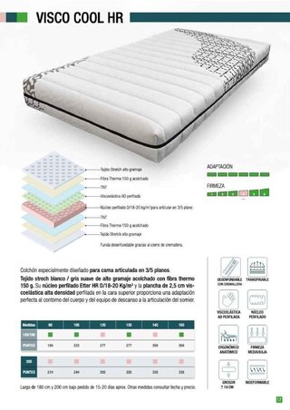Colchón Visco Cool 90x190 para cama articulada