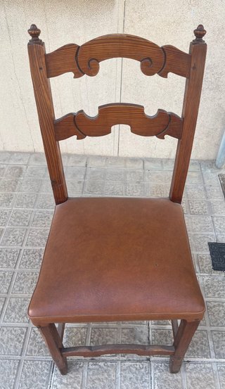 Set de 8 Sillas de movila de madera y piel