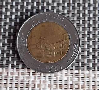 Moneda de 500 Liras Italianas 1988