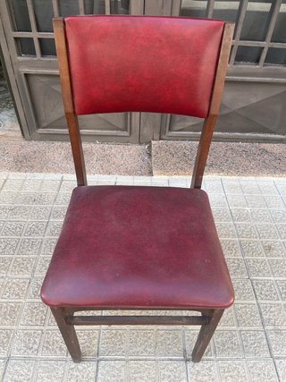 Set de 6 sillas vintage de madera y piel