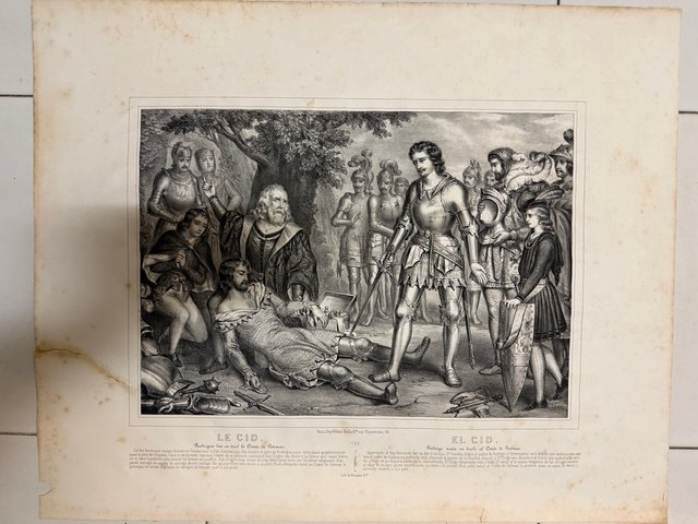 Grabado Francés El Cid, Siglo XIX