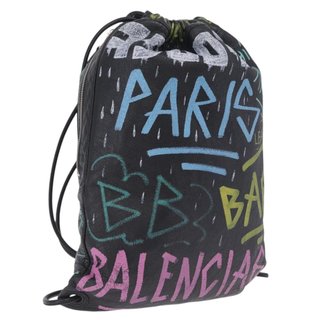 Balenciaga Graffiti Bazaar Drawstring Bag Leather