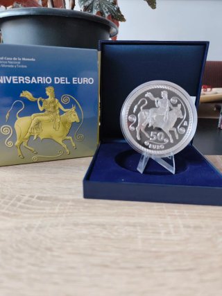 Moneda 50€ Plata FNMT 2012 X Aniversario Euro,Raro