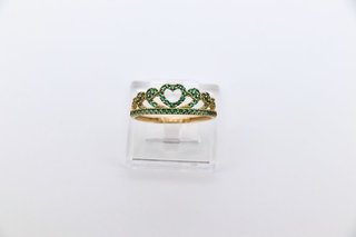 ANILLO PEQUEÑO CORONA CIRCONITAS VERDES.
