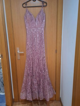 Vestido largo de fiesta rosa