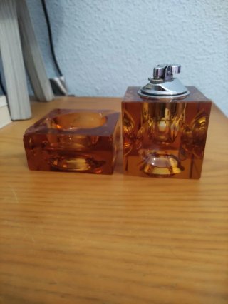 Juego Vintage de Encendedor y Cenicero