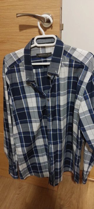 Camisa de cuadros azul y blanca Talla L