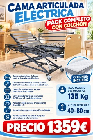 Cama Articulada Eléctrica con Colchón