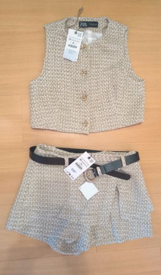 Conjunto Falda Pantalón y Chaleco Zara Talla M