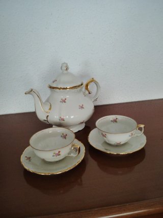 Tetera y dos tacitas porcelana vintage LOTE