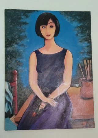 Cuadro al óleo mujer fumando 83x60 cm