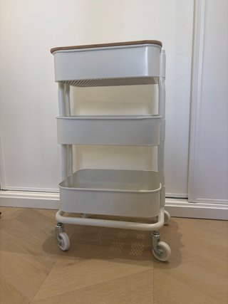 IKEA - Carrito Auxiliar con Ruedas Blanco y tapa