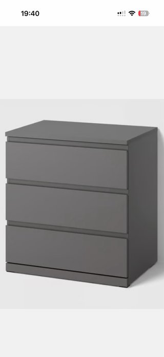 Cómoda de 3 cajones gris (3 unidades)