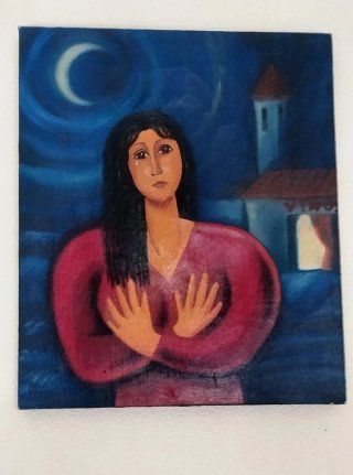 Cuadro al óleo de mujer (55x46 cm)