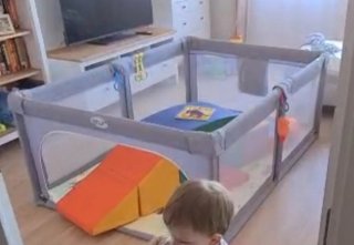 Parque infantil plegable gris 180x120 cm