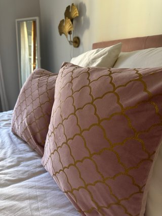 2 Fundas de Cojín de Terciopelo Rosa y Dorado