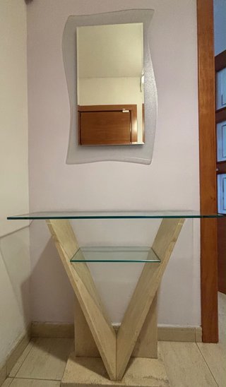 Conjunto recibidor con espejo y consola