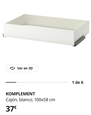 Cajón KOMPLEMENT IKEA Blanco 100x58 cm