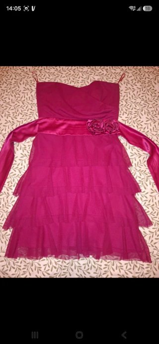 Vestido de fiesta corto color buganvilla