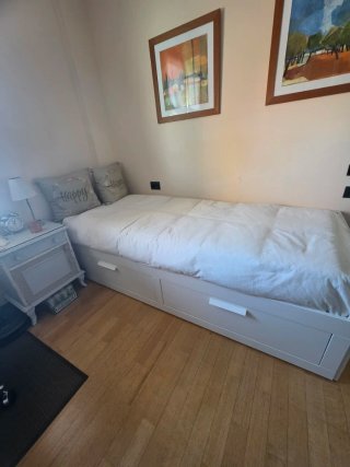 Cama Diván Blanca 160x200cm+dos amplios cajones