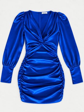 Hermoso Vestido de satén azul rey Glamour