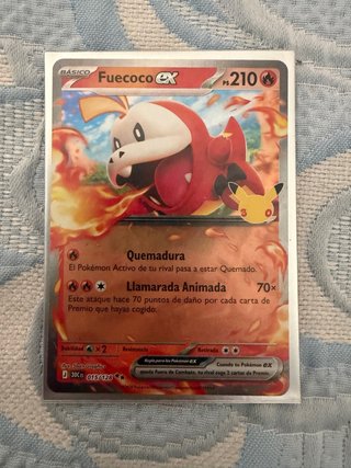 Carta Pokémon Fuecoco EX 015/128 30 Aniversario 🇪🇸
