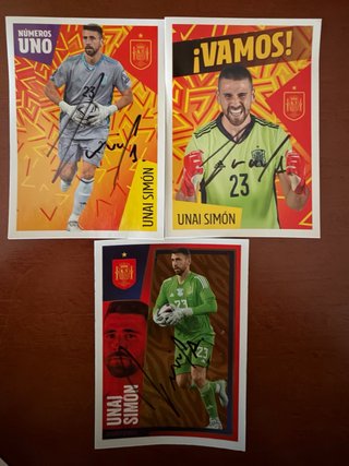 3 Cromos Autografiados Unai Simón