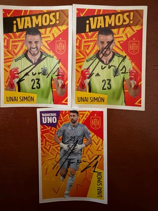 3 Cromos Autografiados Unai Simón