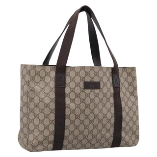 GUCCI GG Supreme Tote Bag PVC Beige 141624 Auth