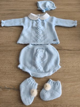 Conjunto de Bebé Juliana Azul 1-3meses