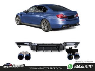 DIFUSOR TRASERO LOOK M5 EN NEGRO BRILLANTE PARA BMW SERIE 5 F10/F11 + COLAS TITANIO