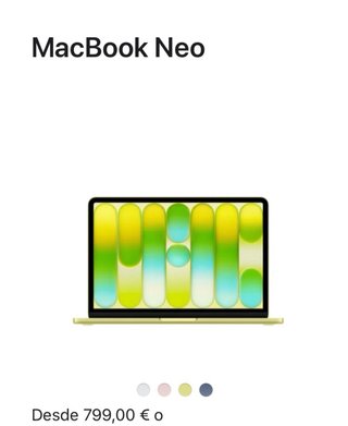 MacBook Neo 13 256GB Amarillo + cargador original.