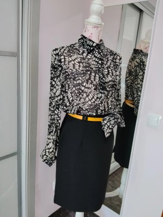 Conjunto dos piezas blanco y negro Blusa y falda