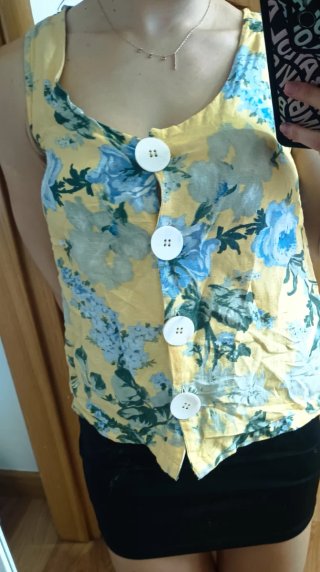Blusa de Lino Estampada Talla S